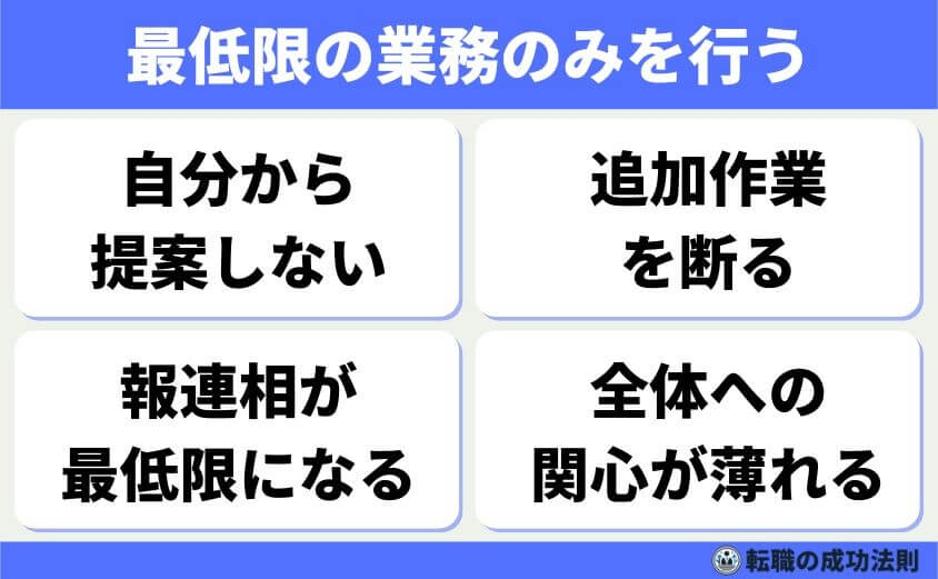 【辞める人は黙って辞める】急増！上手くいく円満退職と転職成功法-辞める前に見られる兆候-最低限の業務のみを行う