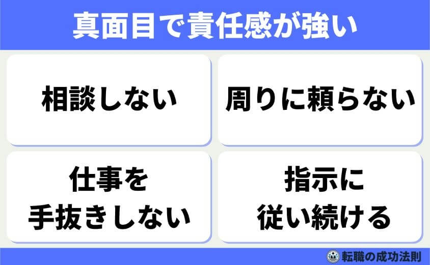 【辞める人は黙って辞める】急増！上手くいく円満退職と転職成功法-黙って辞める人のサイン-真面目で責任感が強い
