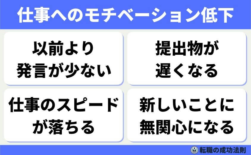 【辞める人は黙って辞める】急増！上手くいく円満退職と転職成功法-黙って辞める人のサイン-仕事へのモチベーション低下