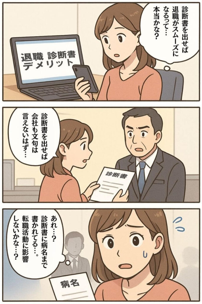 退職で診断書のメリットとデメリット診断書で受けられる支援制度解説-マンガ