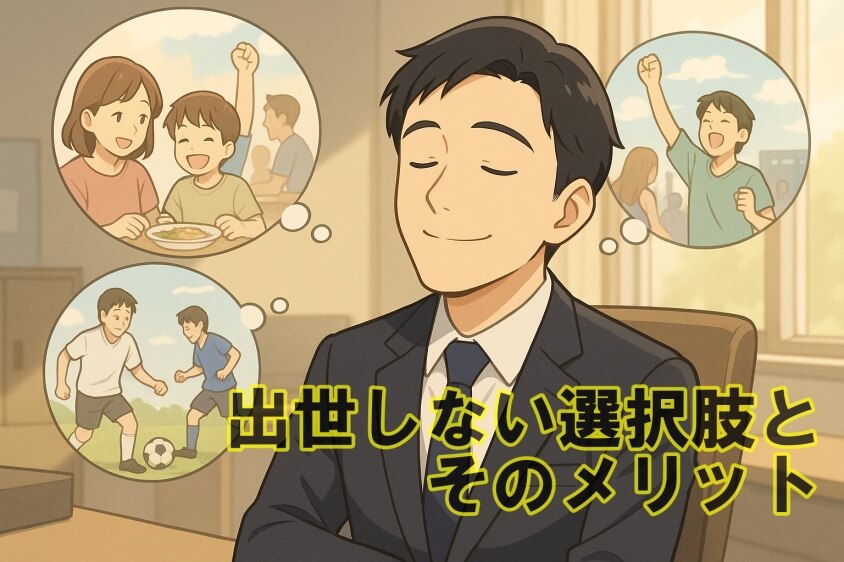 出世できないでみじめ人生に終止符！出世・昇進の共通項とその極意-出世しない選択肢とそのメリット　前の章でも触れましたが、出世だけが人生の正解ではありません。　あえて出世を目指さないことで得られる価値も、じつはたくさんあります。