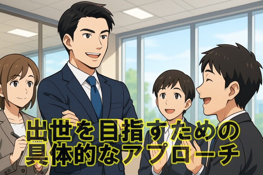 出世できないでみじめ人生に終止符！出世・昇進の共通項とその極意-出世を目指すための具体的なアプローチ　出世したいと思ったとき、ただがんばるだけでは結果は出ません。
　具体的なスキルと環境の整え方を知ることで、効率的に成果を出せます。　