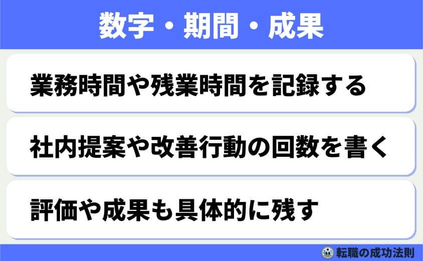 5つの鉄則で好印象な転職理由 面接官に刺さる回答例文-転職理由の信ぴょう性を高めるには、数字や事実を入れるのが効果的です。あらかじめ数字・期間・成果をメモしておくことで、ぶれない説明ができます。抽象的な話も、数字が入ると一気に現実味が増します。