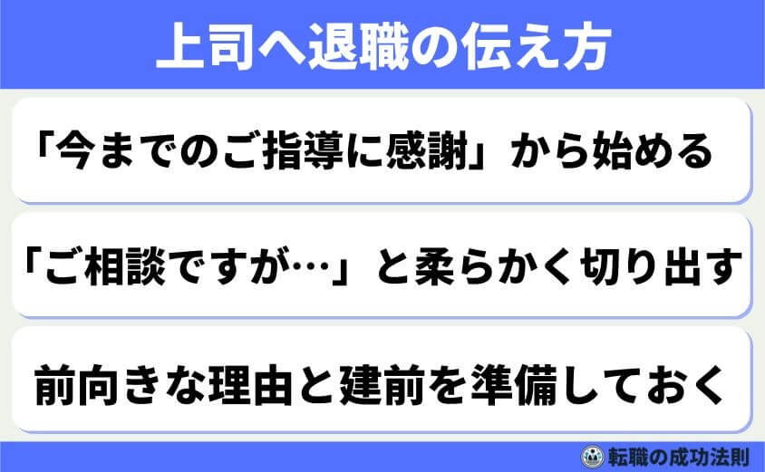 5つの鉄則で好印象な転職理由 面接官に刺さる回答例文-退職の意思を伝える際、いきなり「辞めます」と切り出すのはNGです。まずは「相談したいことがあります」と前置きし、冷静なトーンで話すことが大切です。感謝の気持ちと、前向きな理由を添えることで、円満な話し合いにつながります。