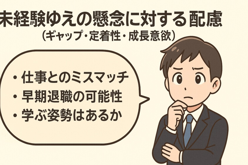 未経験職でも3つの鉄則で内定UP　職種・年代別志望動機例文5選-未経験ゆえの懸念に対する配慮（ギャップ・定着性・成長意欲）
