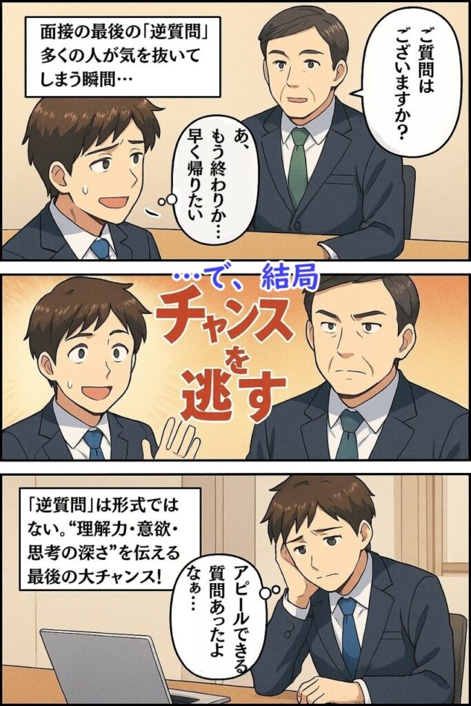 転職面接の逆質問は5つのテクで成功する！-マンガ
