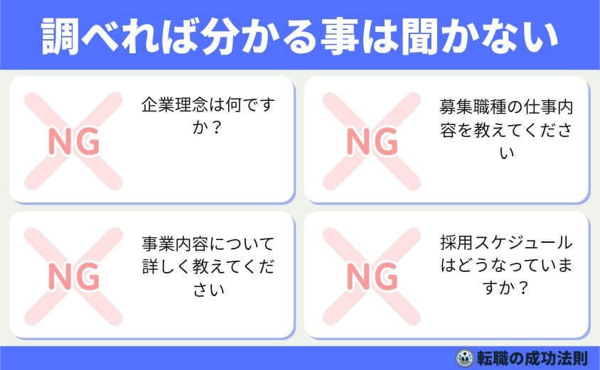 転職面接の逆質問は5つのテクで成功する！-調べれば分かる基本的事項を聞く