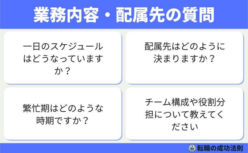 転職面接の逆質問は5つのテクで成功する！-業務内容・配属先に関する質問