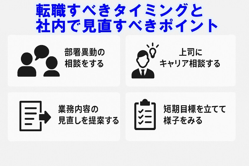 転職すべきタイミングと社内で見直すべきポイント-新卒一年目の転職は本当に厳しいか？成功の秘訣とリアルな体験例