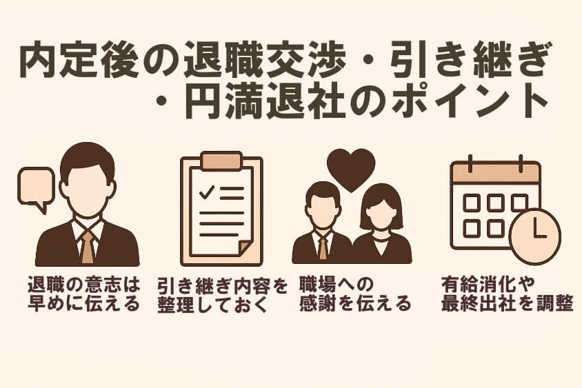 内定後の退職交渉・引き継ぎ・円満退社のポイント（現職対応）-新卒一年目の転職は本当に厳しいか？成功の秘訣とリアルな体験例