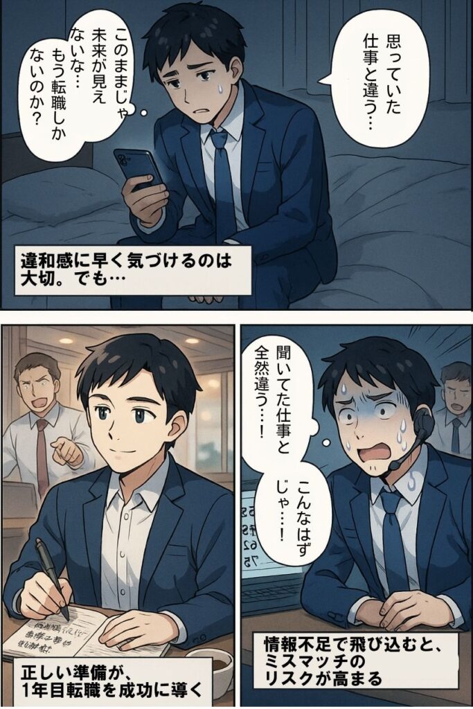 マンガ-新卒一年目の転職は本当に厳しいか？成功の秘訣とリアルな体験例