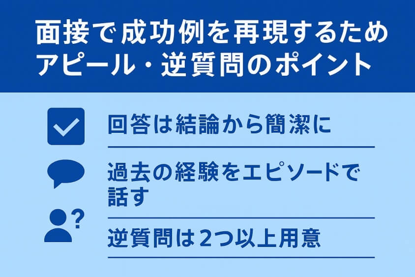 面接で成功例を再現するためのアピール・逆質問のポイント-【たった5つの秘策】20代が短期で転職できた成功例を徹底解説