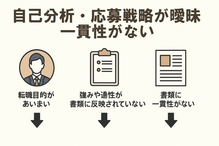 自己分析・応募戦略が曖昧で一貫性がない-20代の転職書類選考通過をアップ! 成功テクと10人の成功体験談