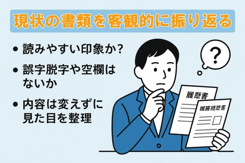 現状の書類を客観的に振り返る