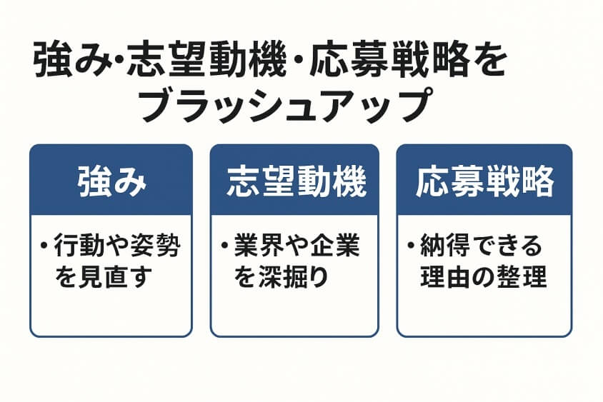 強み・志望動機・応募戦略の3点をブラッシュアップ
