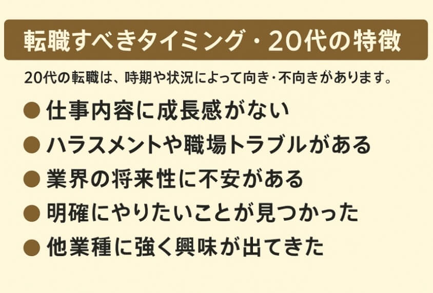 転職すべきタイミング・20代の特徴-【20代女性の転職失敗】よくある事例と回避法 成功のコツ3選