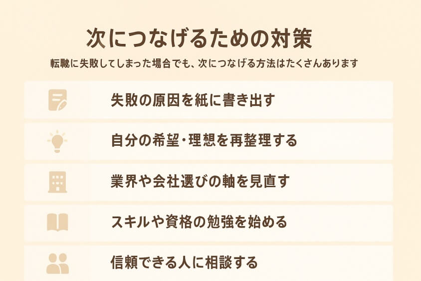 次につなげるための対策-【20代女性の転職失敗】よくある事例と回避法 成功のコツ3選