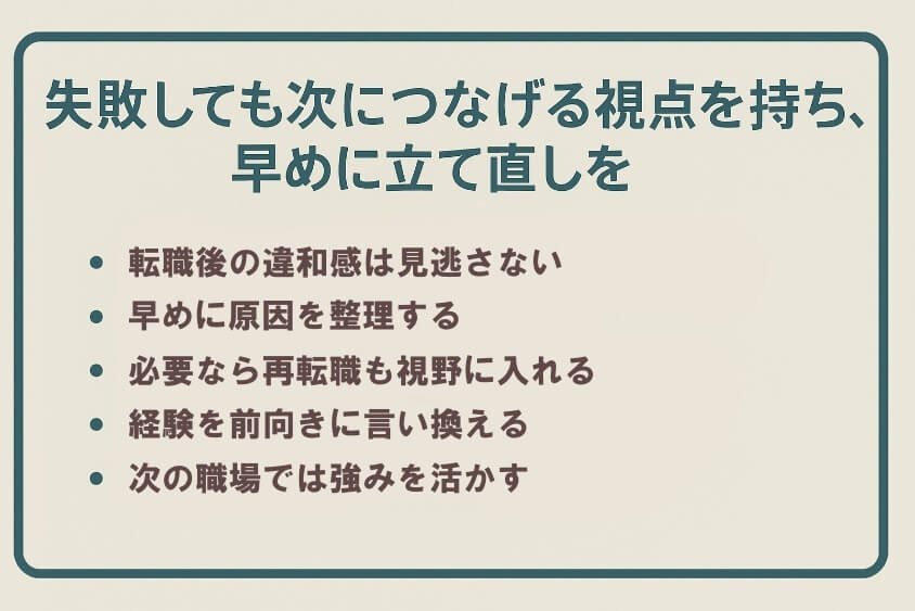 失敗しても次につなげる視点を持ち、早めに立て直しを-【20代女性の転職失敗】よくある事例と回避法 成功のコツ3選