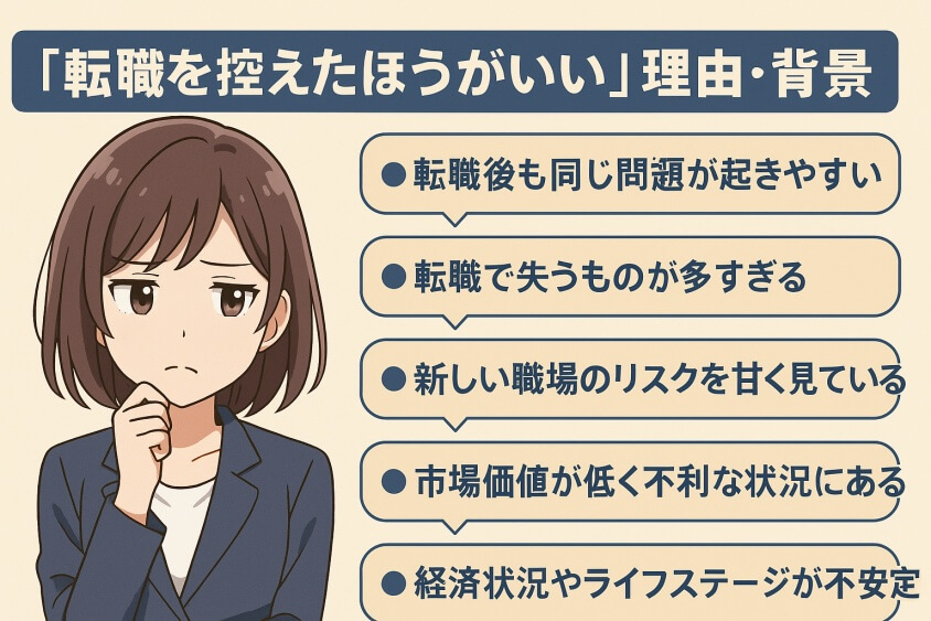 「転職を控えたほうがいい」理由・背景-転職しないほうがいい人の特徴15選＆確実に転職するための行動5選