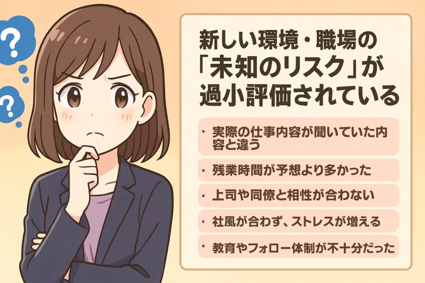 新しい環境・職場の“未知のリスク”が過小評価されている-転職しないほうがいい人の特徴15選＆確実に転職するための行動5選
