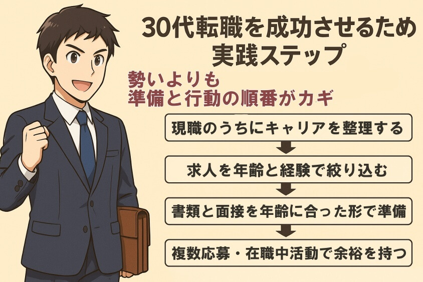 30代転職を成功させるための実践ステップ-30代の転職で「みじめな失敗」しないための実際の体験談と対策