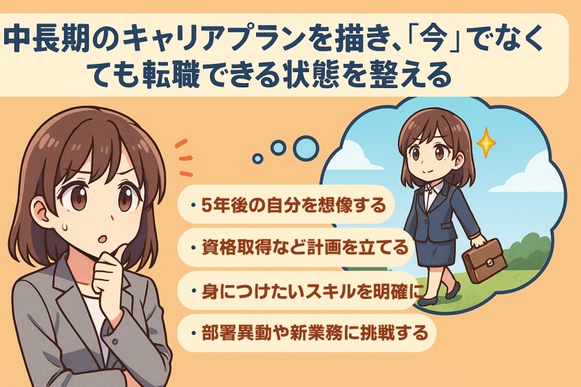 中長期のキャリアプランを描き、「今」でなくても転職できる状態を整える-転職しないほうがいい人の特徴15選＆確実に転職するための行動5選