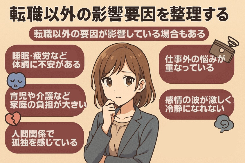 メンタル・体調・家庭・ライフステージなど、転職以外の影響要因を整理する-転職しないほうがいい人の特徴15選＆確実に転職するための行動5選