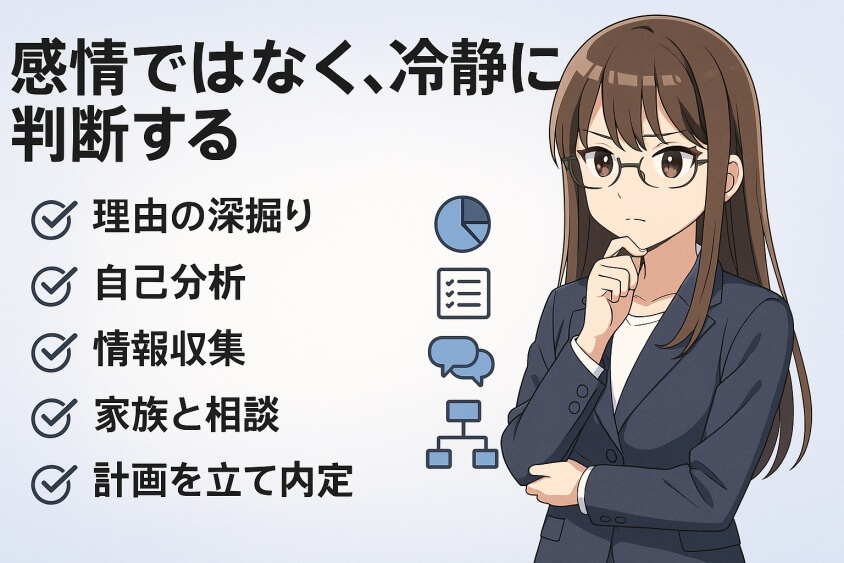 感情ではなく、冷静な判断プロセスを経ている場合-転職しないほうがいい人の特徴15選＆確実に転職するための行動5選