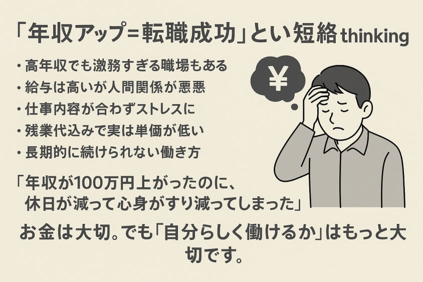 「年収アップ＝転職成功」という短絡 thinking-転職しないほうがいい人の特徴15選＆確実に転職するための行動5選