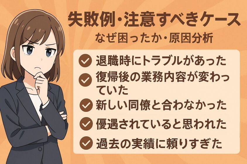失敗例・注意すべきケース：なぜ困ったか・原因分析-出戻り転職の恥ずかしいが消える！企業が歓迎する意図と成功事例公開