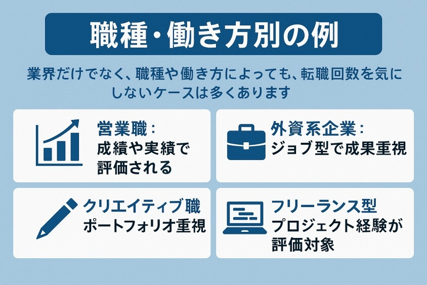 職種・働き方別の例-転職回数を気にしない業界・業種12選 転職のコツ大公開！