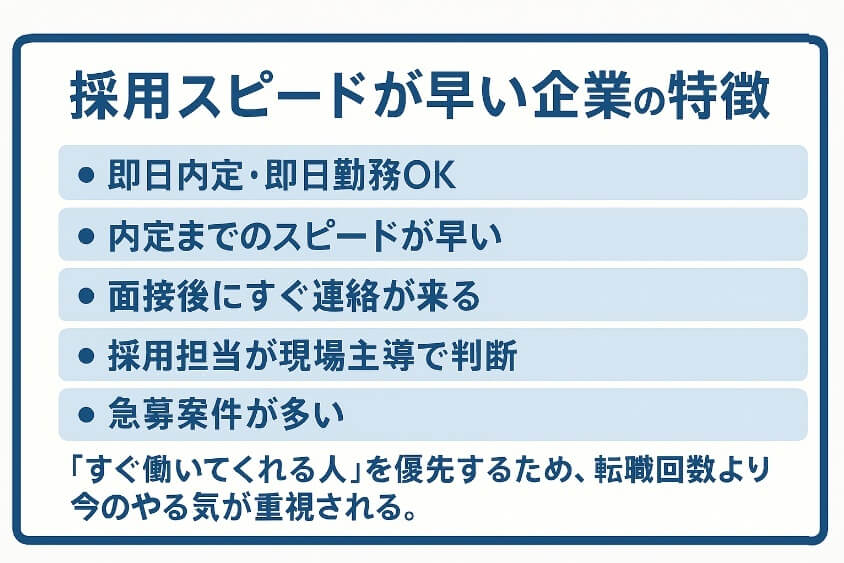 採用スピードが早い企業の特徴-転職回数を気にしない業界・業種12選 転職のコツ大公開！
