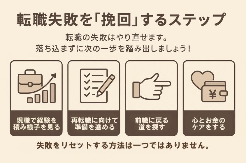 【転職失敗で後悔】…次こそ「成功の4つの転職術」-転職失敗を「挽回」するステップ