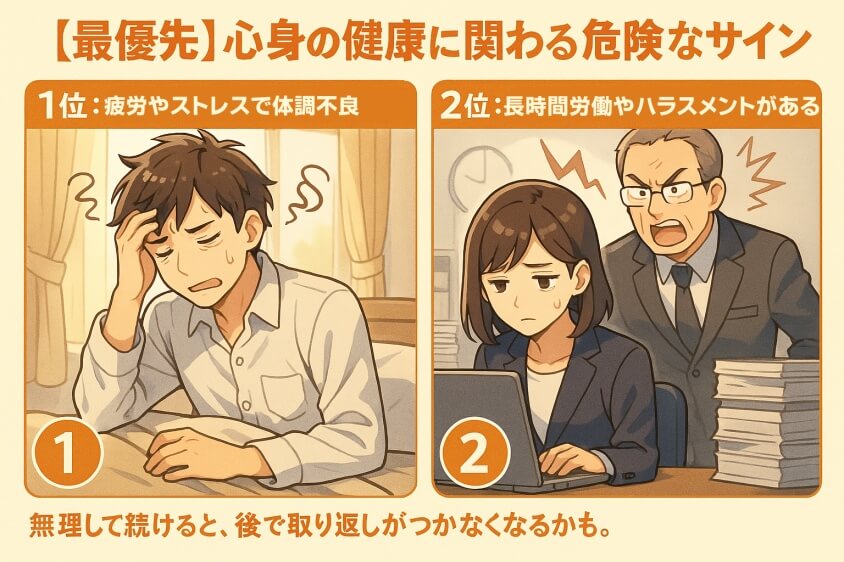 転職したほうがいい人10選!30秒でわかる自己診断チェックあり-【第1位・第2位】心身の健康に関わる危険なサイン