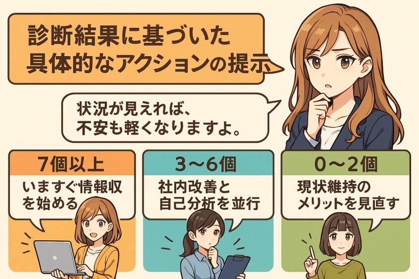 転職したほうがいい人10選!30秒でわかる自己診断チェックあり-診断結果に基づいた具体的なアクションの提示