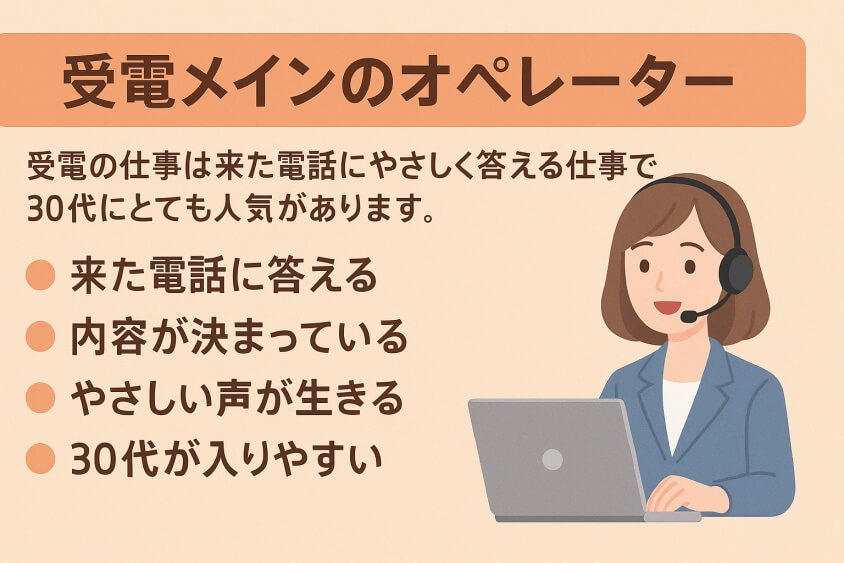 受電メインのオペレーター-30代既婚・子なし女性の転職で人気の業界・職種！
