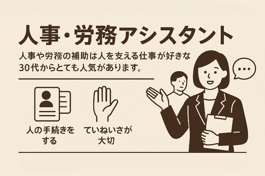 人事・労務アシスタント-30代既婚・子なし女性の転職で人気の業界・職種！