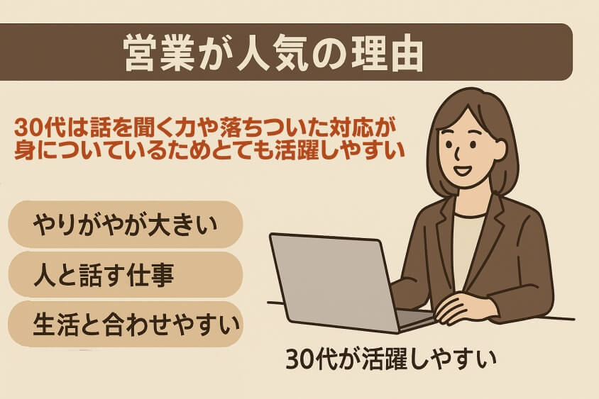 営業が人気の理由-30代既婚・子なし女性の転職で人気の業界・職種！