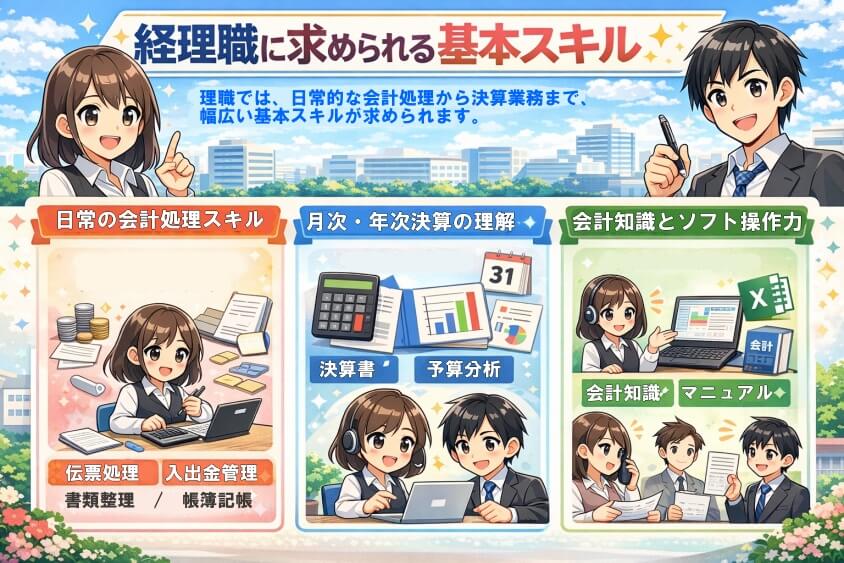 経理職に求められる基本スキル-経理職が未経験や浅い経験でも大丈夫！転職成功の鍵と面接突破法
