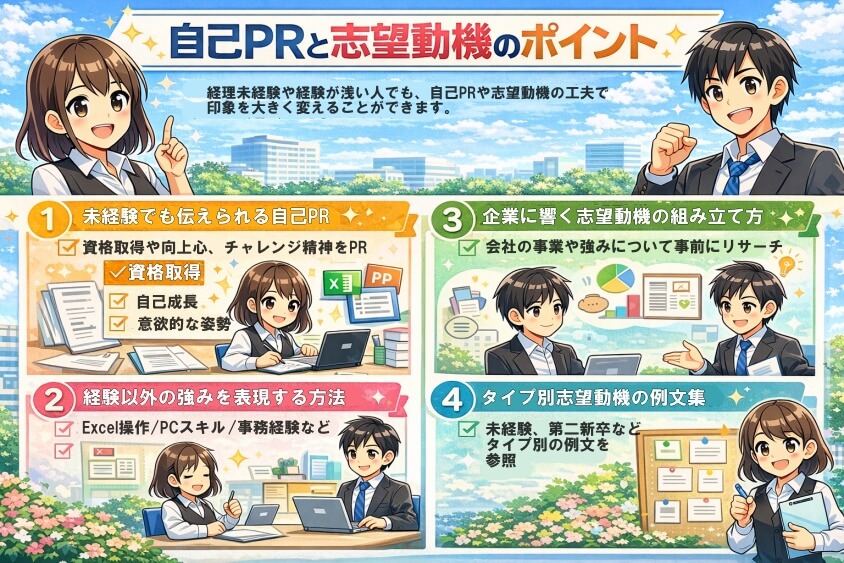 自己PRと志望動機のポイント-経理職が未経験や浅い経験でも大丈夫！転職成功の鍵と面接突破法
