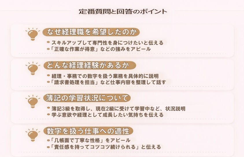 定番質問と回答のポイント-経理職が未経験や浅い経験でも大丈夫！転職成功の鍵と面接突破法