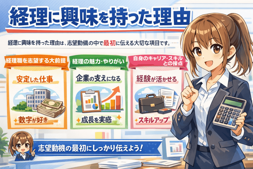 「経理に興味を持った理由」の書き方-未経験から経理へ転職！内定する「経理に興味を持った理由」必勝法