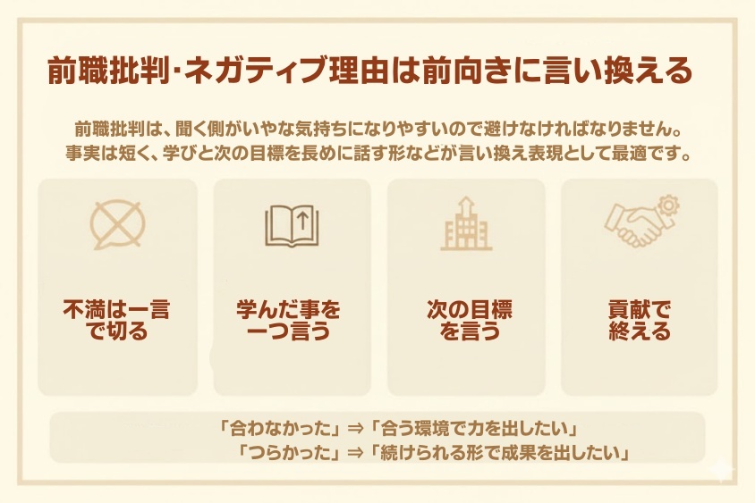 前職批判・ネガティブ理由は前向きに言い換える-未経験から経理へ転職！内定する「経理に興味を持った理由」必勝法