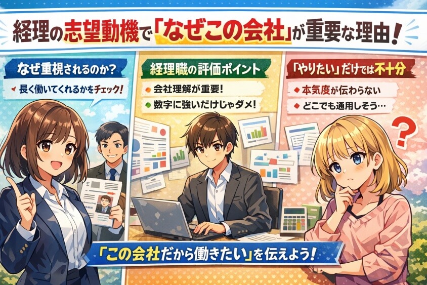 経理の志望動機で「なぜこの会社」が重要な理由-経理職に向けた志望動機事例集：なぜこの会社を選ぶのか？