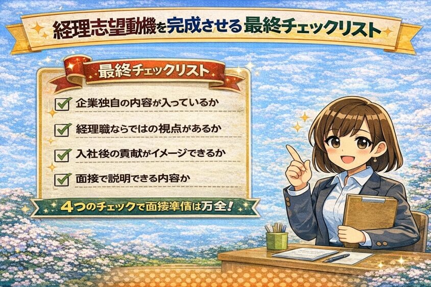 経理志望動機を完成させる最終チェックリスト-経理職に向けた志望動機事例集：なぜこの会社を選ぶのか？
