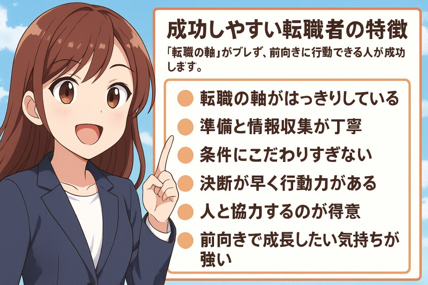 成功しやすい転職者の特徴-すぐ転職できる人6つの特徴と転職しにくい人2つの行動パターン