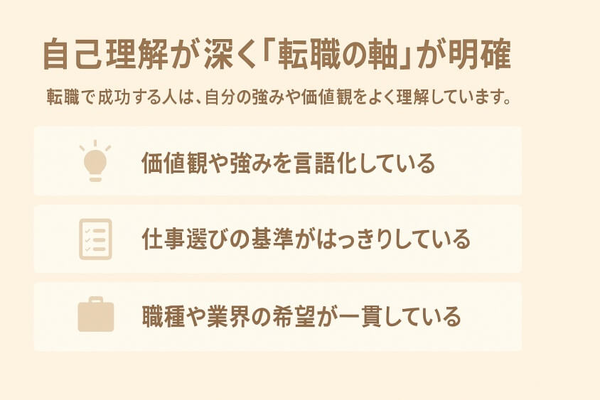 自己理解が深く「転職の軸」が明確-すぐ転職できる人6つの特徴と転職しにくい人2つの行動パターン