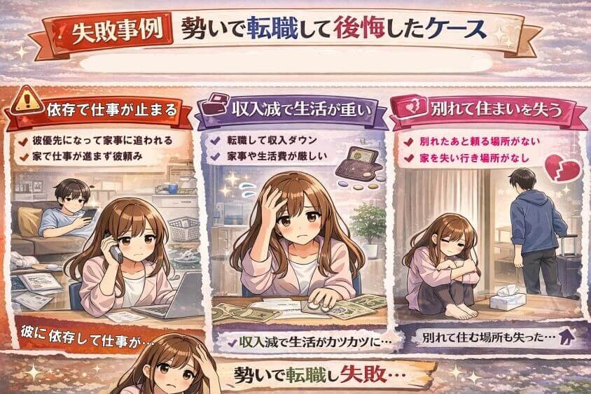 【失敗事例】勢いで転職して後悔したケース-【20代女性】同棲で転職 面接・働き方で後悔しないための完全ガイド