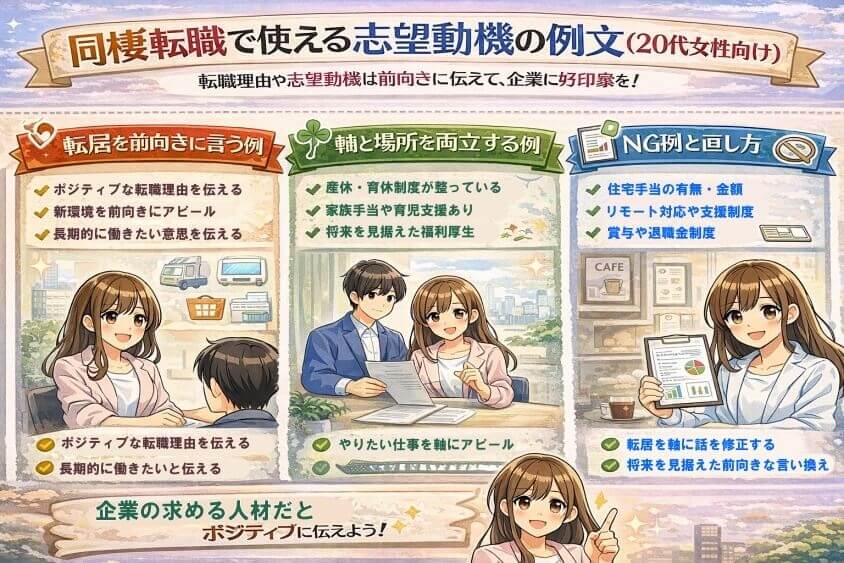 同棲転職で使える志望動機の例文(20代女性向け)-【20代女性】同棲で転職 面接・働き方で後悔しないための完全ガイド